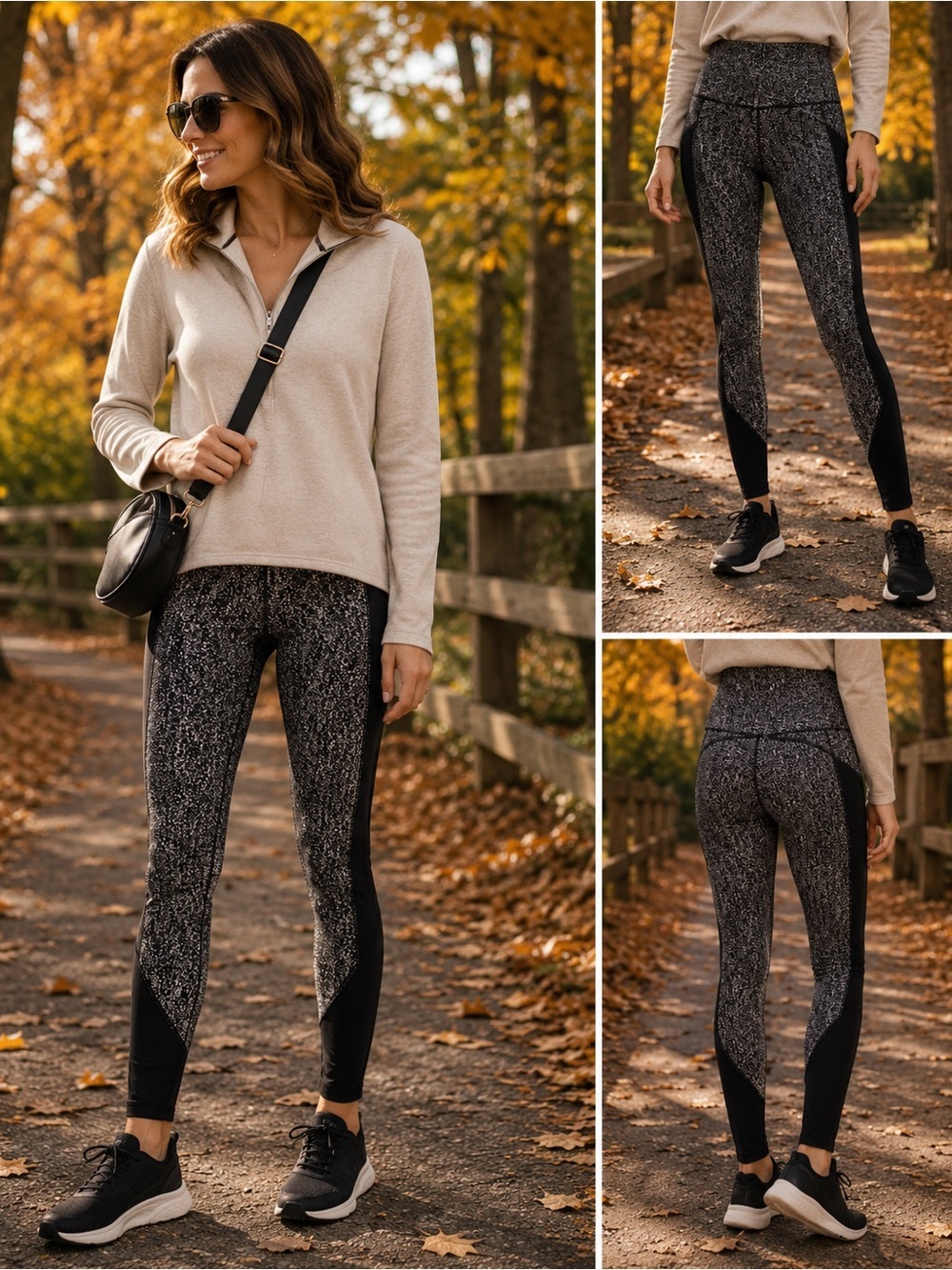 Lululemon Fit Physique Luon Leggings Black Grey Mesh Pocket Pants